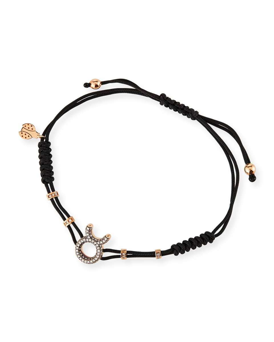 18k Pink Gold Diamond Taurus Pull-Cord Bracelet